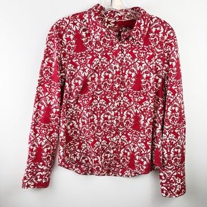 Talbot Christmas Print LS Cotton  Blouse 12P